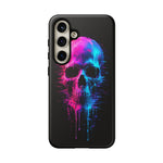 Neon Glitch Skull Phone Case, Dripping Paint Scanline Cover