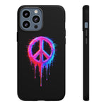 Glitch Peace Sign Phone Case, RGB Melt Digital Art Tough Cover, Gift