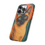 Siamese Cat Retro Halftone Portrait Case - Orange Teal Print