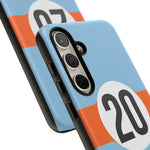 Copy of Blue Orange Number 20 Retro Racing Stripe Tough Phone Case Cover