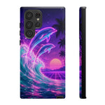 Neon Dolphin Ocean Vaporwave Art Tough Phone Case