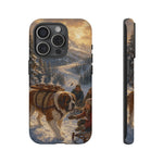 Saint Bernard Winter Rescue phone case | snowy mountain dog scene