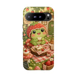 Cute Kawaii Frog Phone Case Strawberry Picnic Tough Cover Gift Art