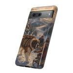 Saint Bernard Winter Rescue phone case | snowy mountain dog scene
