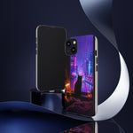 Lo-Fi Cat Neon Rain Window Vaporwave Art Tough Phone Case