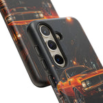 Orange Cuda Phone Case, Rainy City Night Muscle Car Tough Cover