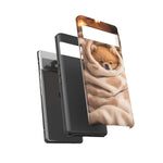 Pomeranian Puppy Burrito Phone Case, Cozy Blanket Portrait