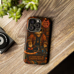 DJ Cat Phone Case, Glowing Turntables Folk Art Cover