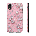 Pink Rhinestone Diamond Pattern Phone Case | Sparkle Gem Print