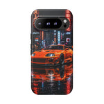 Orange Supra Phone Case, Neon City Night JDM Sports Car Tough Cover