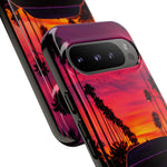 Matte Black Challenger Sunset Tough Phone Case - Palm Silhouette