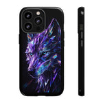 Holographic Wolf Phone Case, Fractured Prism Iridescent Cover