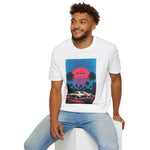 1994 Supra MK4 Cyan Magenta Retrowave Beach Sunset T-Shirt JDM Fan Gift
