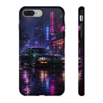 Neon City Night Prelude JDM Car phone case | Vaporwave rainy street