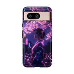Cherry Blossom Neon Night Vaporwave Art Tough Phone Case