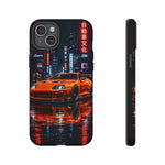 Orange Supra Phone Case, Neon City Night JDM Sports Car Tough Cover