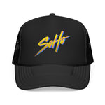Soho Retro Trucker Hat Neon 80s Script Foam Snapback Vintage NYC Streetwear Synthwave Style