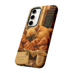 Sleeping French Bulldog with Croissants phone case | cute bakery scene