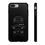 MX-5 Roadster Blueprint Miata Phone Case Featuring Front Side and Rear Views