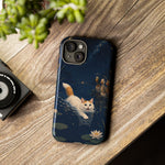 Turkish Van Swimming Cat Tough Case | Whimsical Night Pond, Lily Pads, Ducks