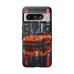 Orange Supra Phone Case, Neon City Night JDM Sports Car Tough Cover