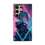 Anime Girl Phone Case Teal, Neon Kanji Calm Gradient Tough Cover