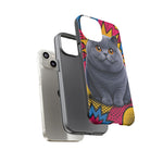 British Shorthair Round Pop Art Tough Phone Case