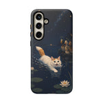 Turkish Van Swimming Cat Tough Case | Whimsical Night Pond, Lily Pads, Ducks
