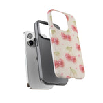 Pink Cherry Pattern Phone Case | Cute Retro Fruit Design