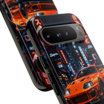 Orange Supra Phone Case, Neon City Night JDM Sports Car Tough Cover