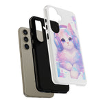 Pastel Cat Phone Case, Headphones Glitch Color Block Cover
