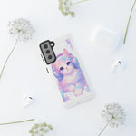 Pastel Cat Phone Case, Headphones Glitch Color Block Cover