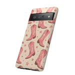 Pink Cowboy Boots phone case | Western pattern | Pastel stars