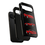 C4 Corvette Art Phone Case Red, Three-View Vector Cover, Gift