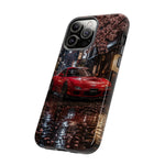 Red FD RX-7 Blossom Alley Tough Phone Case - Rain-Slicked Night