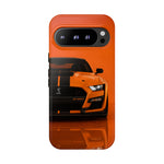 Orange Mustang Art Phone Case, GT500 American Muscle Car Tough Cover for Male