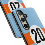 Copy of Blue Orange Number 20 Retro Racing Stripe Tough Phone Case Cover