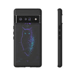 Glitch Owl Silhouette Art Tough Phone Case - Violet Teal