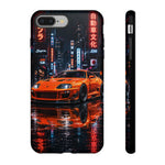 Orange Supra Phone Case, Neon City Night JDM Sports Car Tough Cover