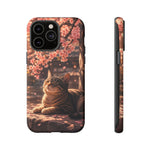 Cherry Blossom Cat Phone Case, Painterly Spring Art Cover