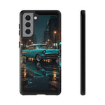 Vintage Teal 1957 Bel Air Classic Car Tough Case | Retro Rainy City Phone Cover