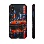Orange Supra Phone Case, Neon City Night JDM Sports Car Tough Cover