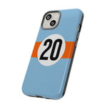 Copy of Blue Orange Number 20 Retro Racing Stripe Tough Phone Case Cover