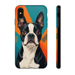 Boston Terrier Pop-Art Portrait Tough Phone Case - Teal Orange