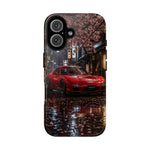 Red FD RX-7 Blossom Alley Tough Phone Case - Rain-Slicked Night