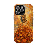 Yorkshire Terrier Jumping in Autumn Leaves Tough Case | Fall Dog Phone Cover