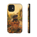 Rottweiler Puppy in Flower Pot Tough Case | Floral Dog Phone Cover