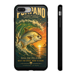 Golden Pompano Fish Phone Case | Coastal Sunset Surf Illustration