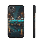 Vintage Teal 1957 Bel Air Classic Car Tough Case | Retro Rainy City Phone Cover
