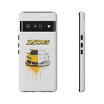 Z06 Corvette Phone Case, Yellow Sketch Reveal Chrome Cover